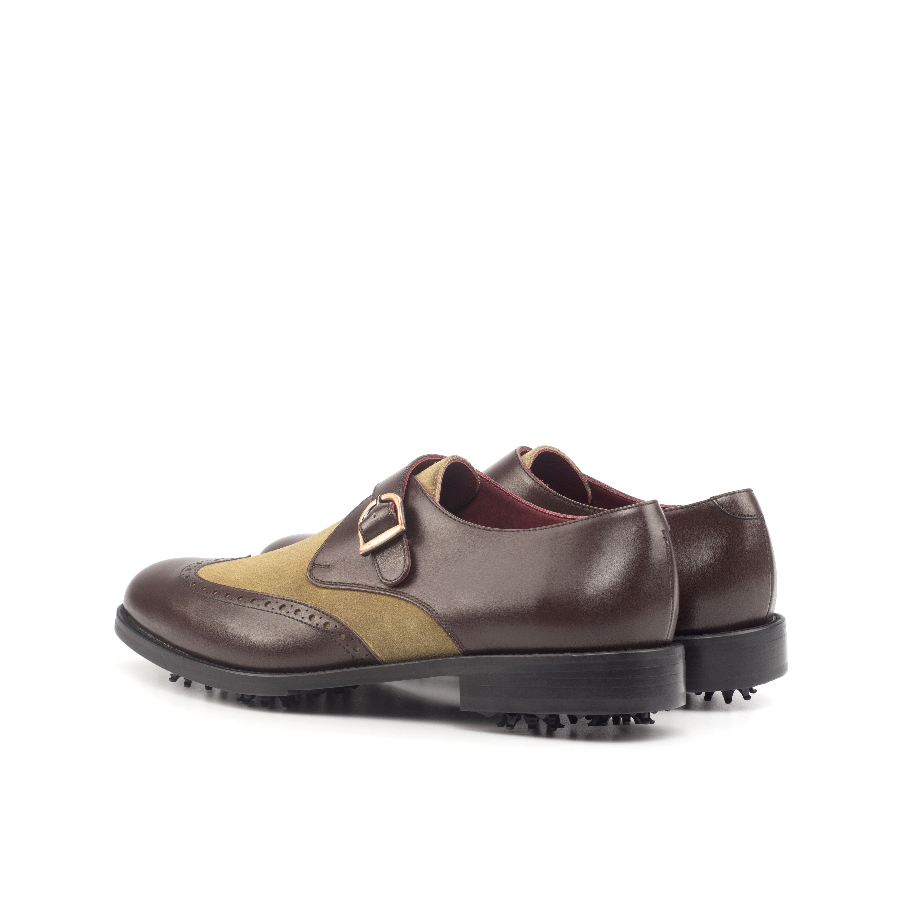 Celaris - leather monk strap golf shoes - Suede and luxe leather