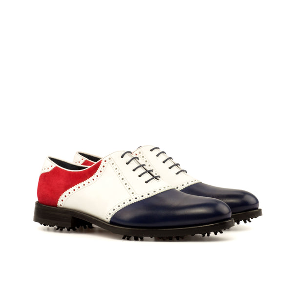 Solarique - 3 tone saddle oxford leather golf shoes