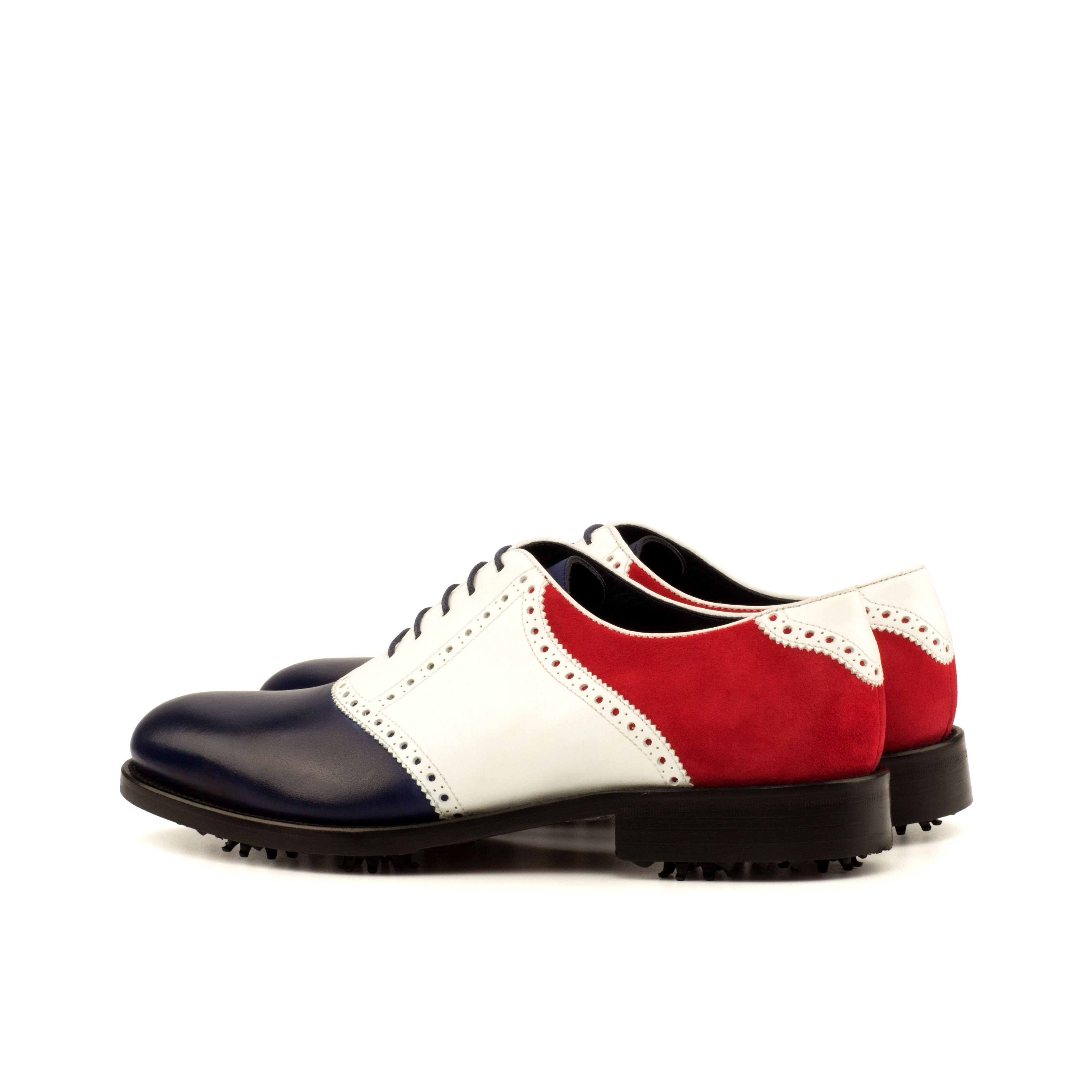 Solarique - 3 tone saddle oxford leather golf shoes