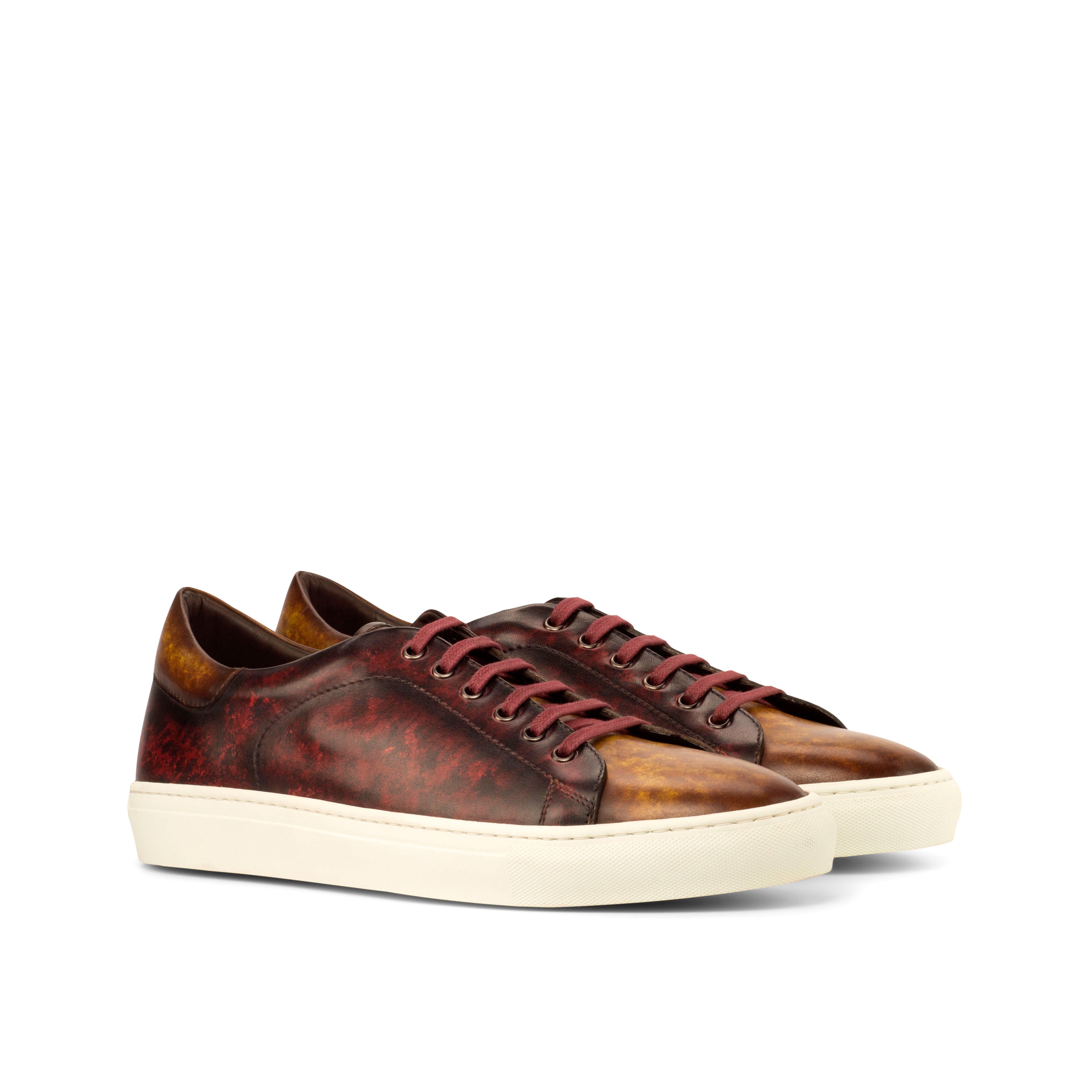 Dimaro -  Burgundy / Cognac Men's Italian Dress Sneakers