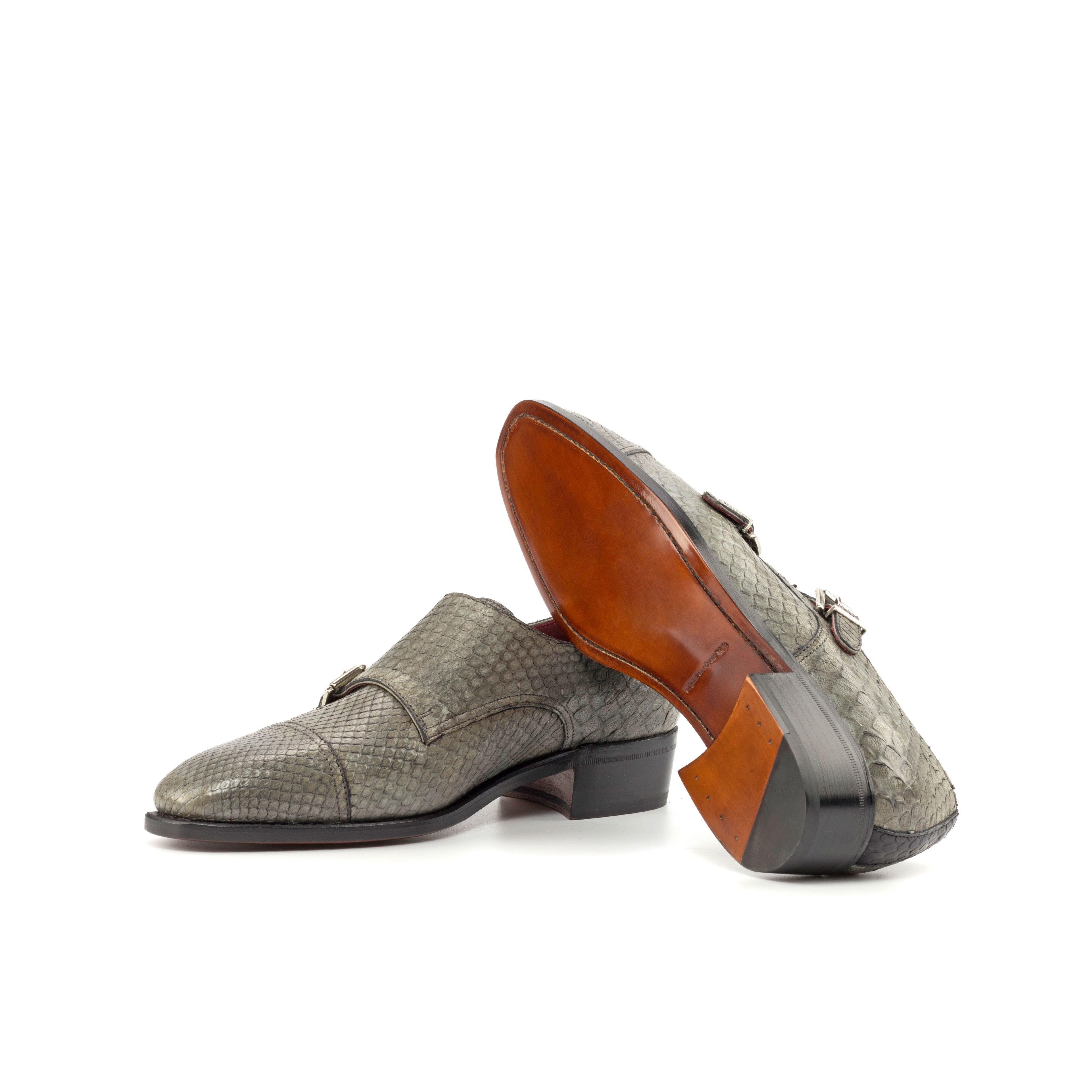 Opari - Python skin double monk strap dress shoes for men