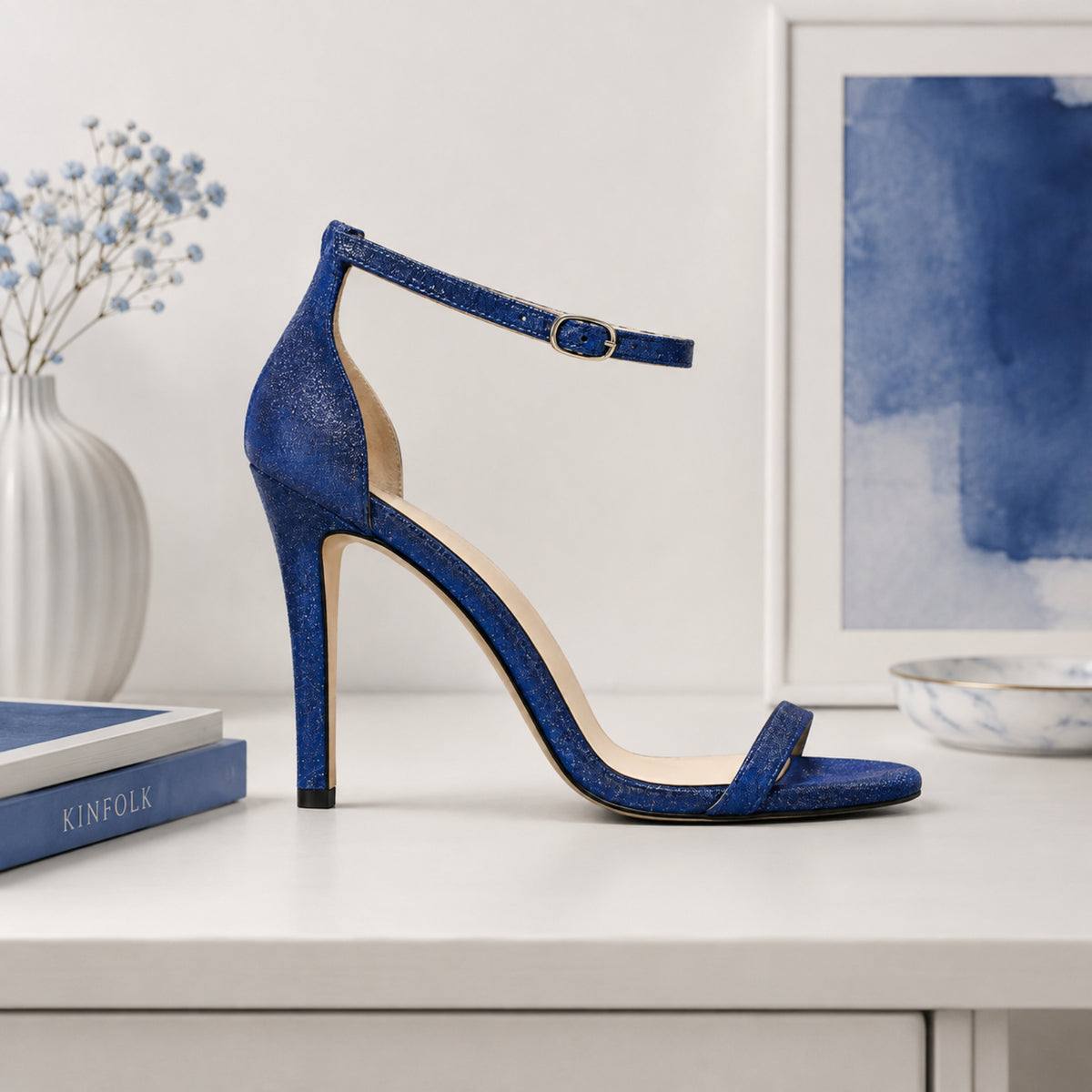 Valario glitter leather ankle-strap high-heel sandals for women, view 2 of 3