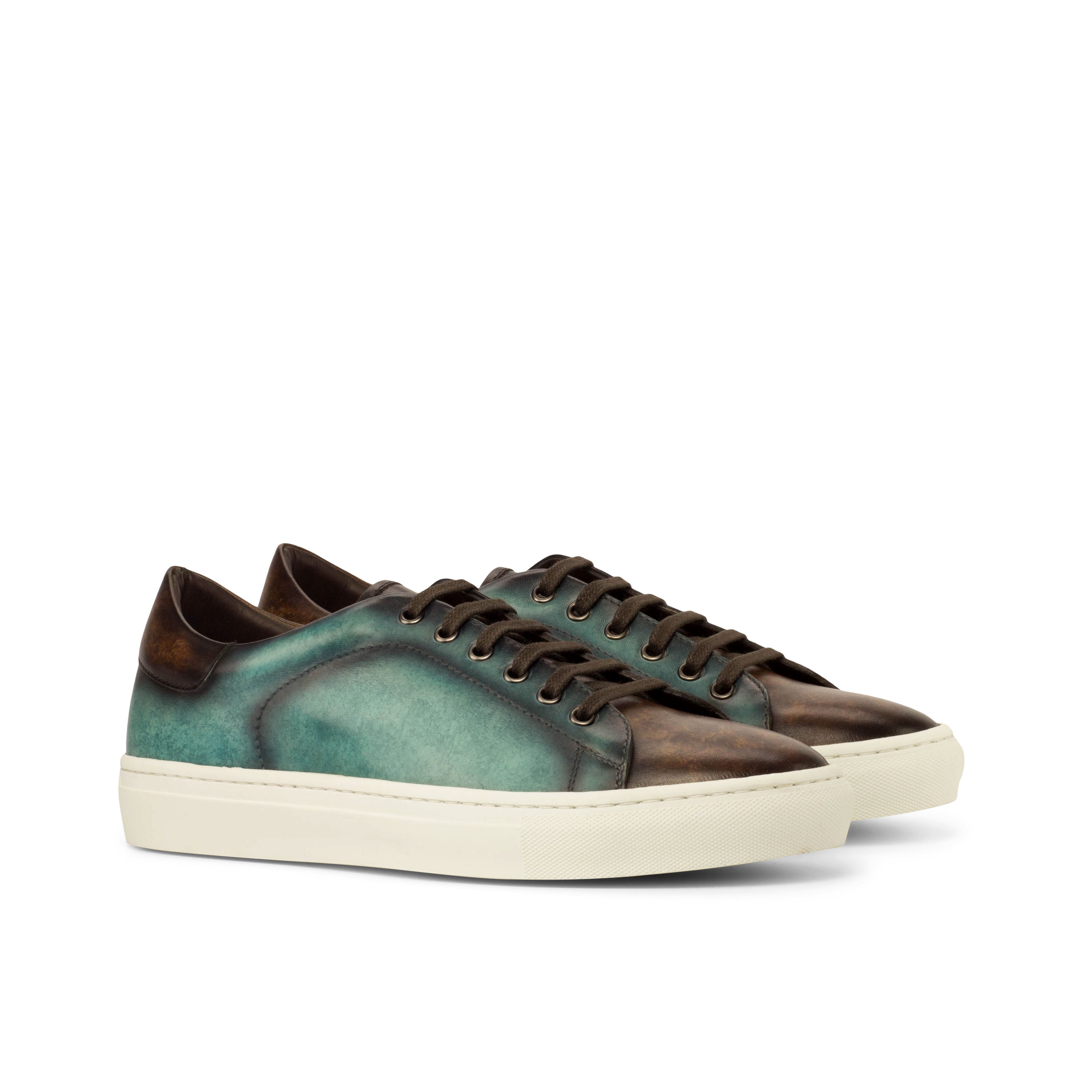 Dimaro -  Denim / Dark Brown Men's Hand-Painted Italian Dress Sneakers