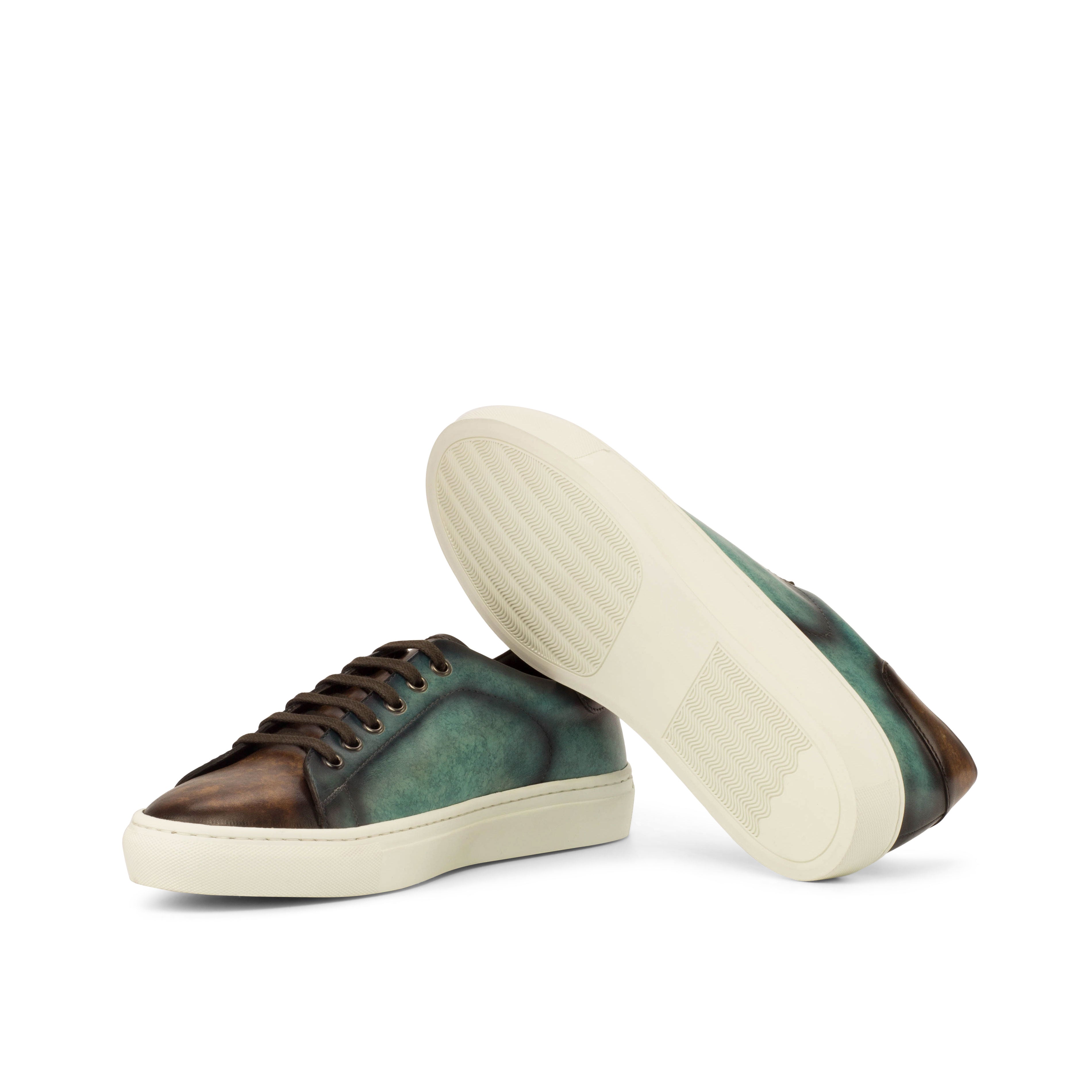 Dimaro -  Denim / Dark Brown Men's Hand-Painted Italian Dress Sneakers