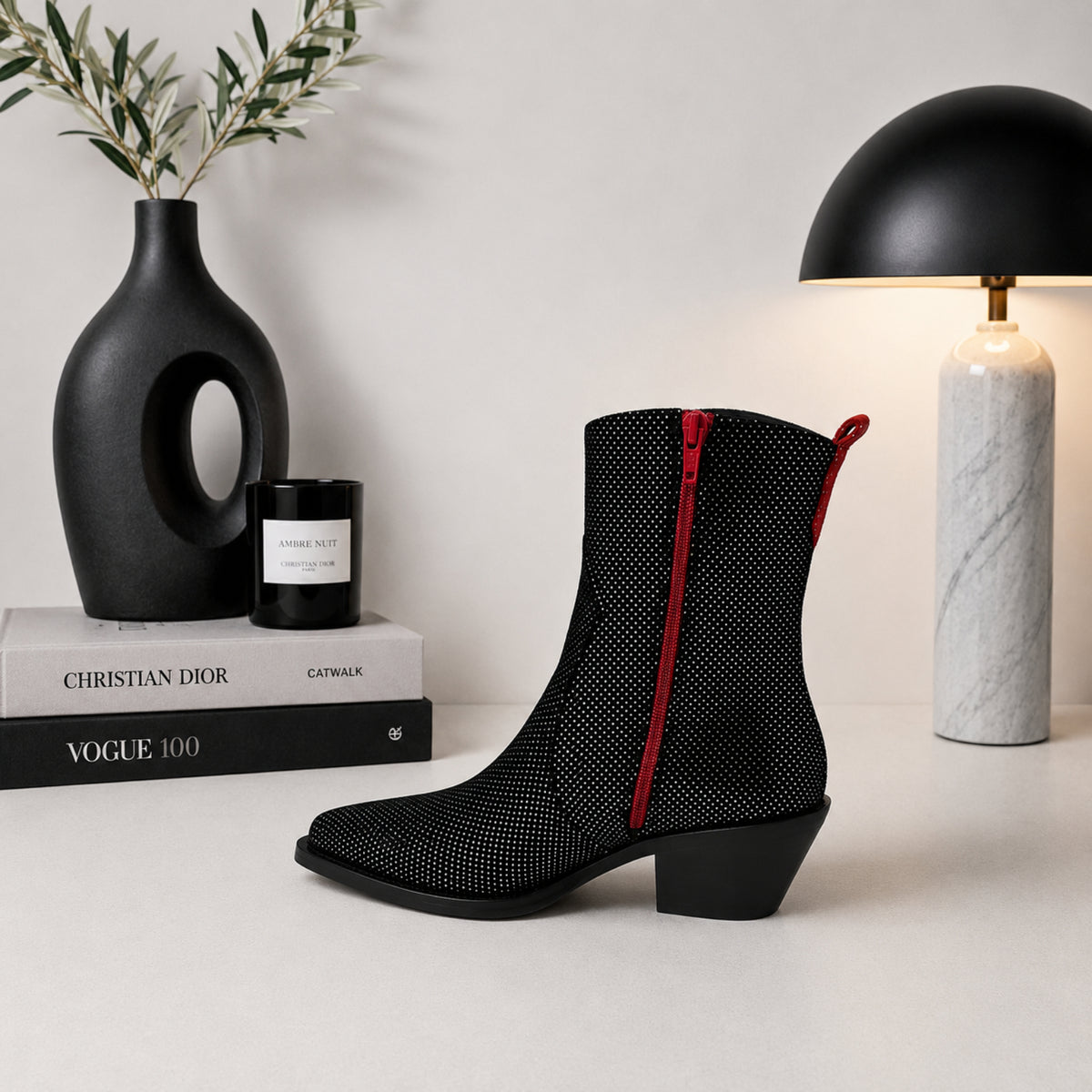 Olivienne suede western ankle boots for women, view 2 of 3