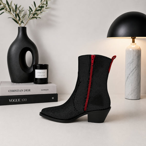 Olivienne suede western ankle boots for women, view 2 of 3