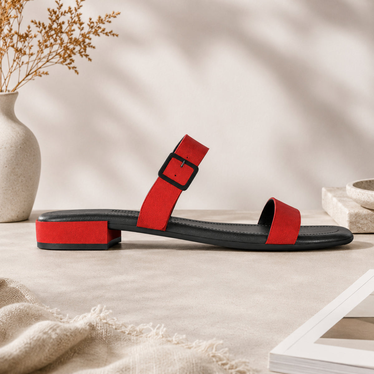 Divinora suede low block-heel buckle sandals for women, view 2 of 2