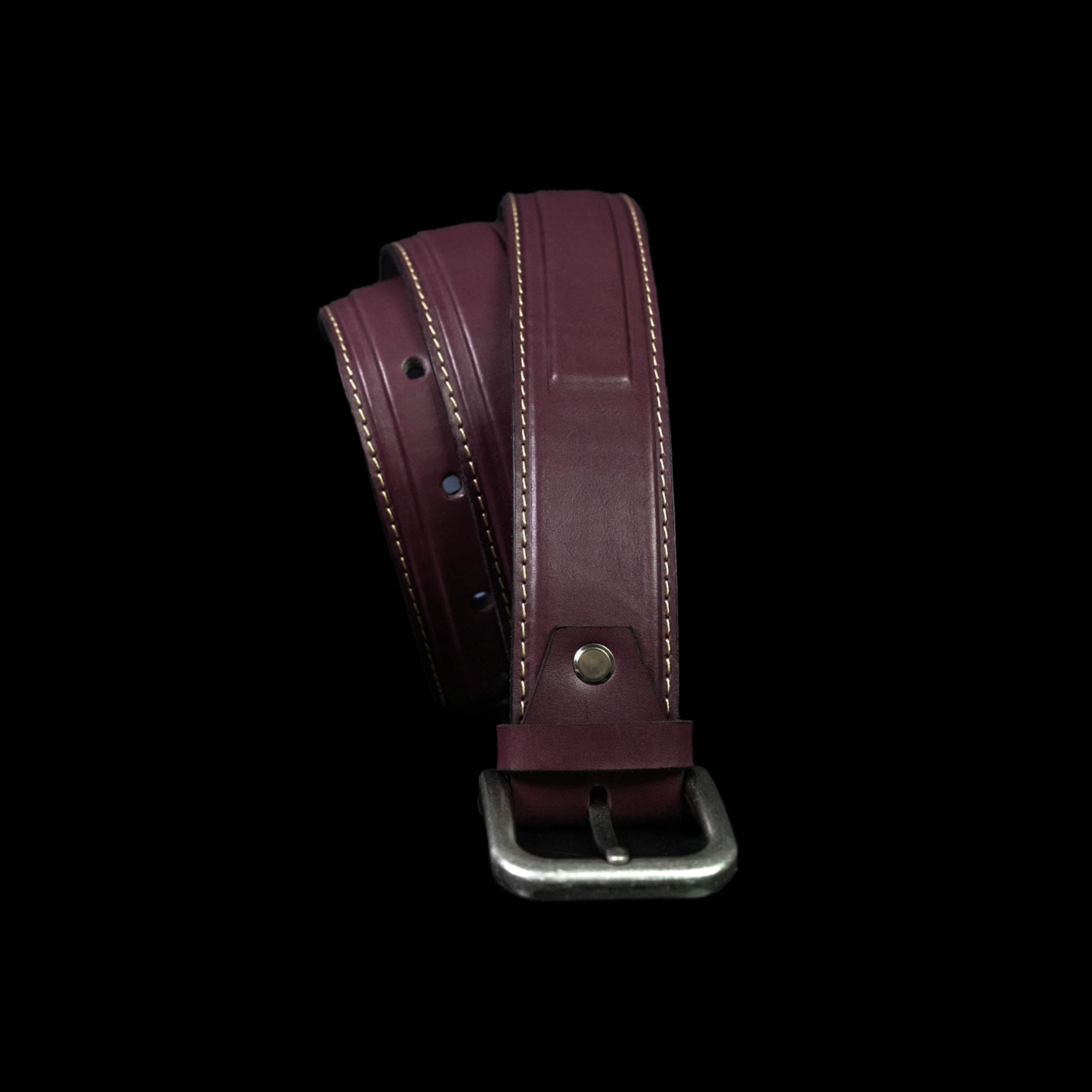 Aero Feather Edge Burgandy - Hand Made Men's Leather Belt