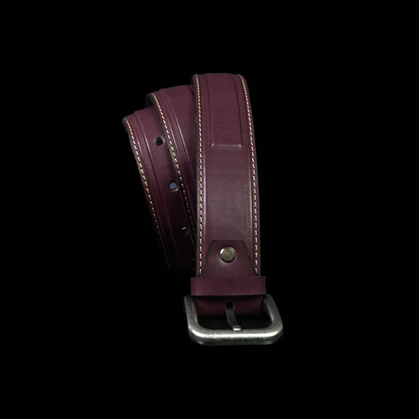 Aero Feather Edge Burgandy - Hand Made Men's Leather Belt
