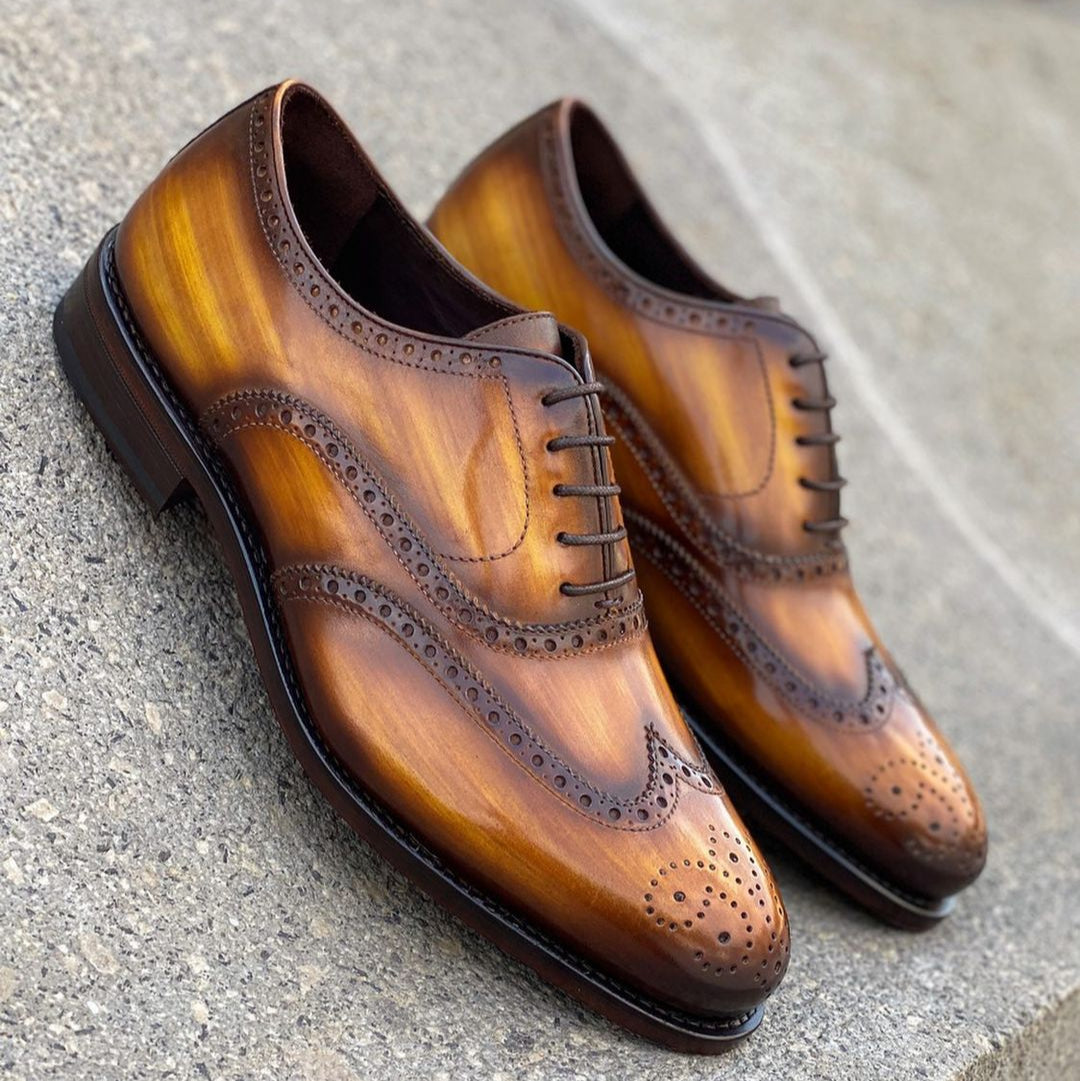 Ostino - Handmade leather brogue oxford dress shoes