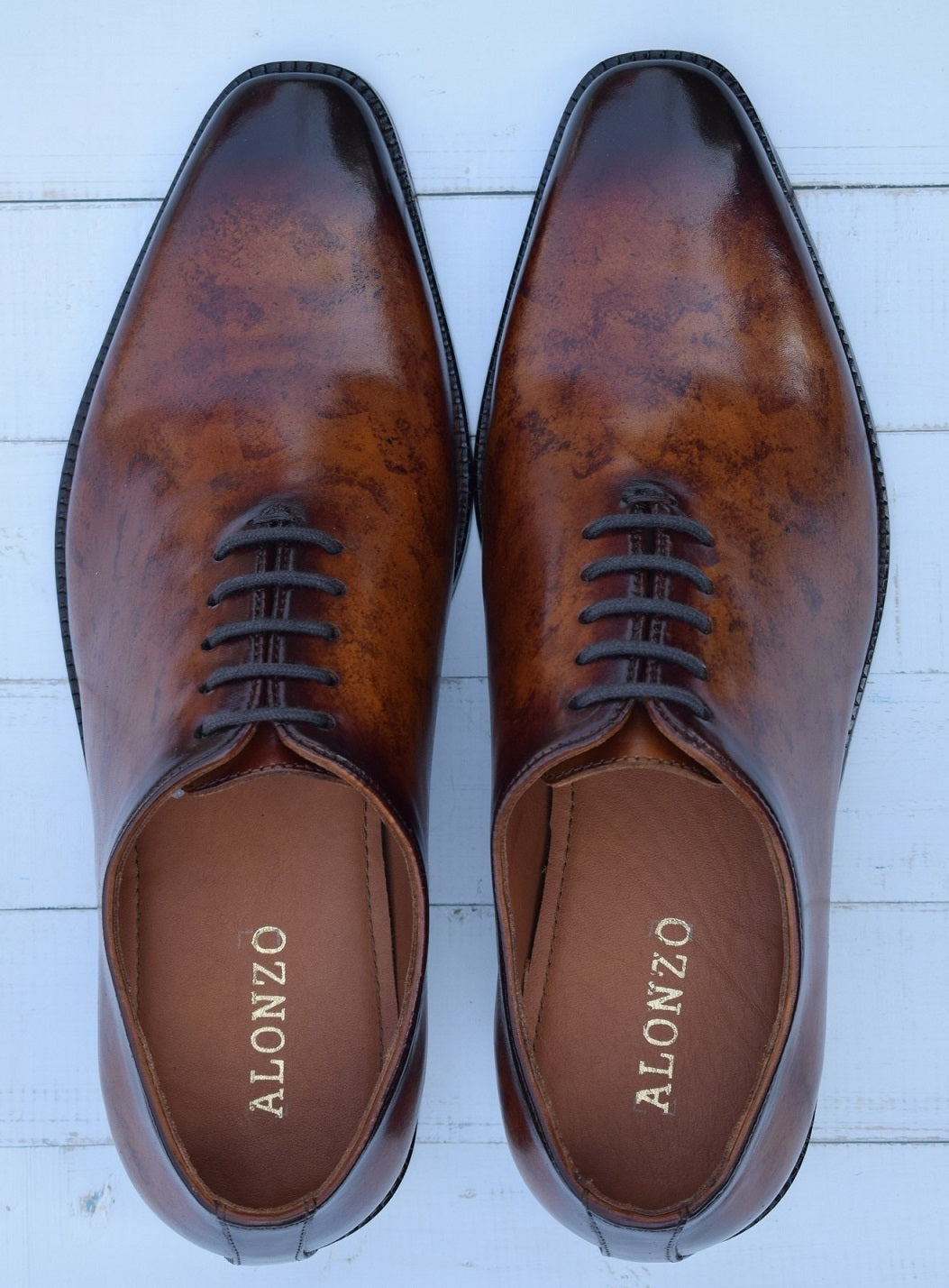 Arino - Patina cloud detailing Handmade leather oxford Shoes