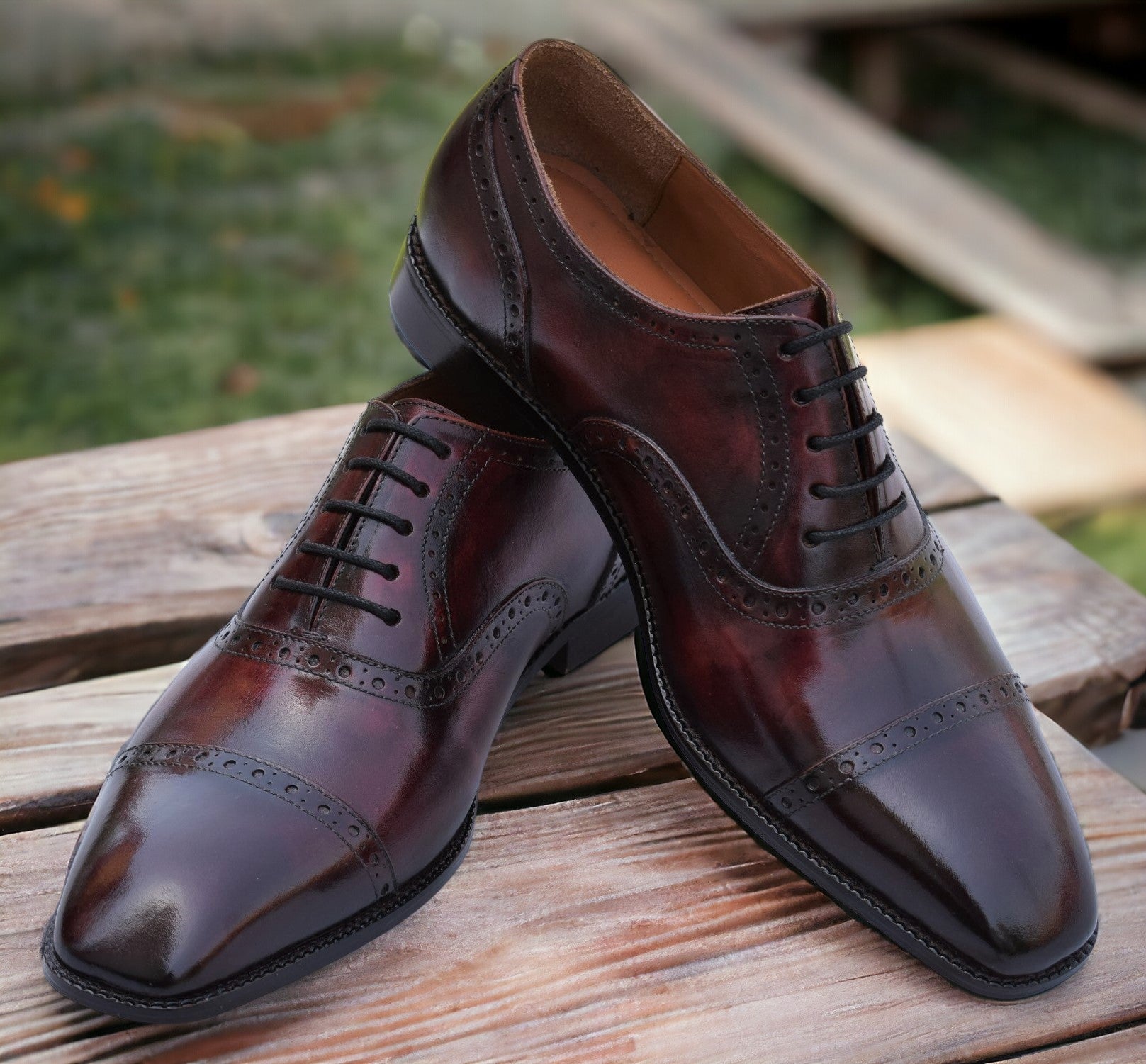 La finezza 2 - Burgundy brogue leather oxford dress shoes