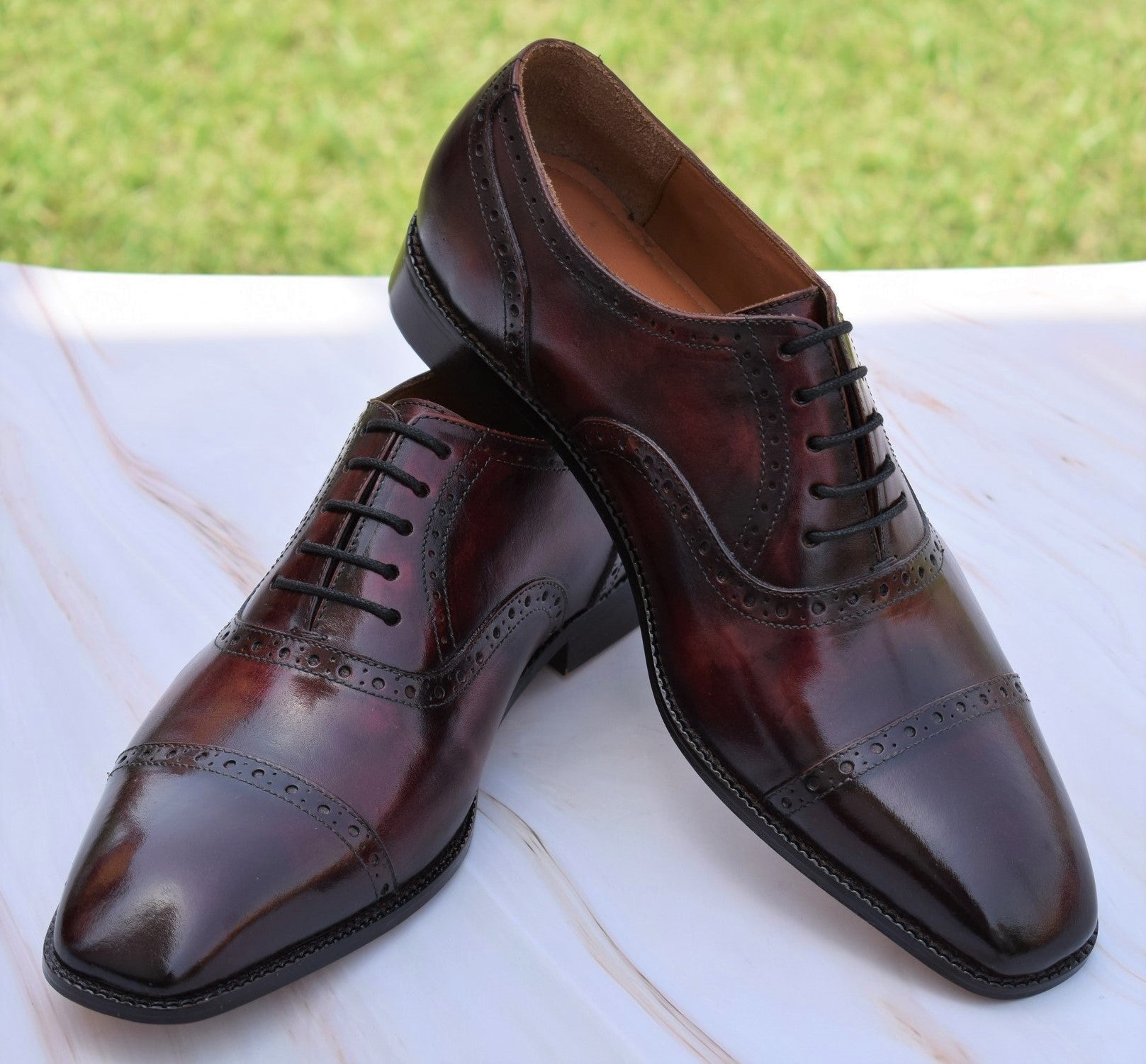 La finezza 2 - Burgundy brogue leather oxford dress shoes