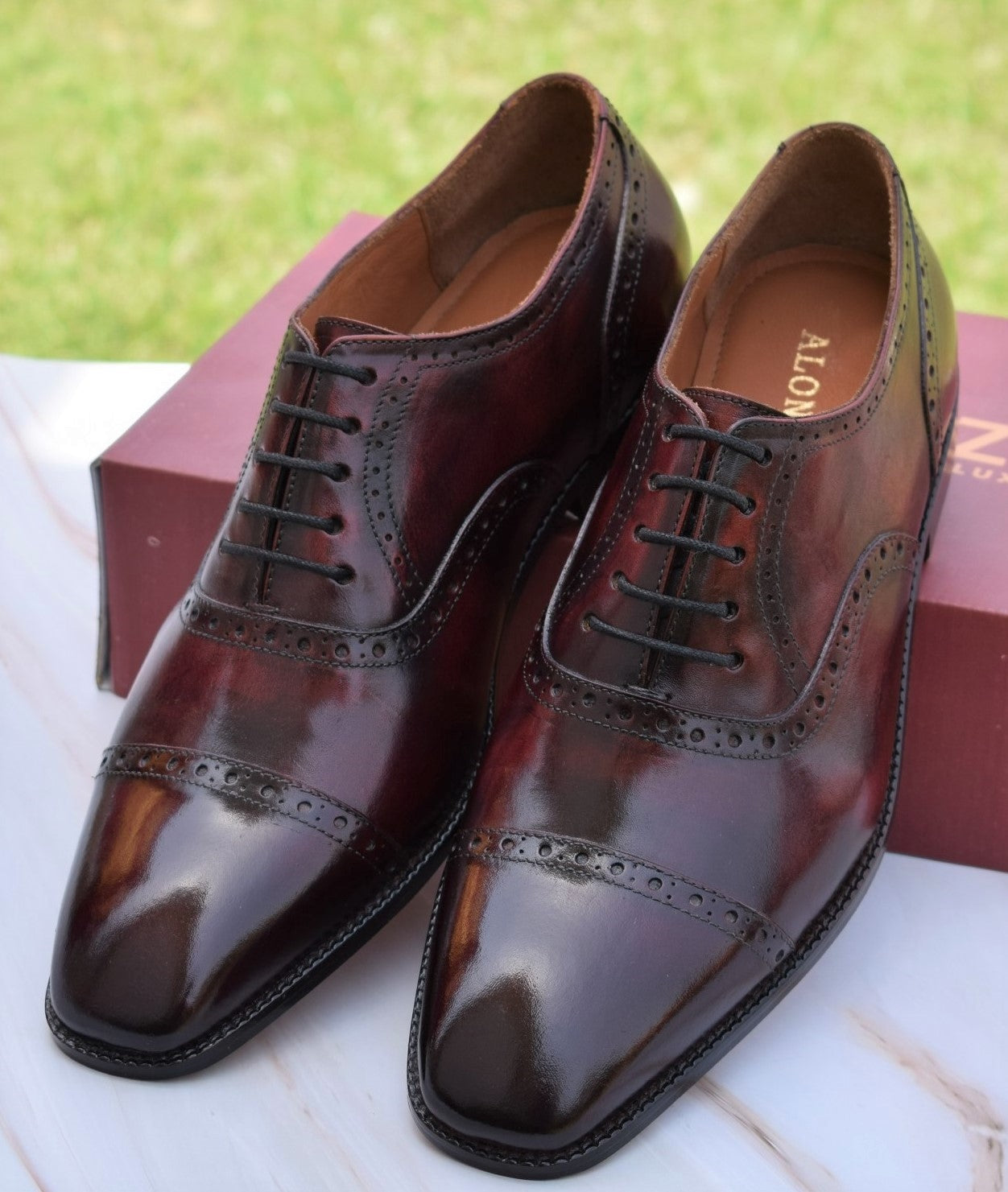 La finezza 2 - Burgundy brogue leather oxford dress shoes