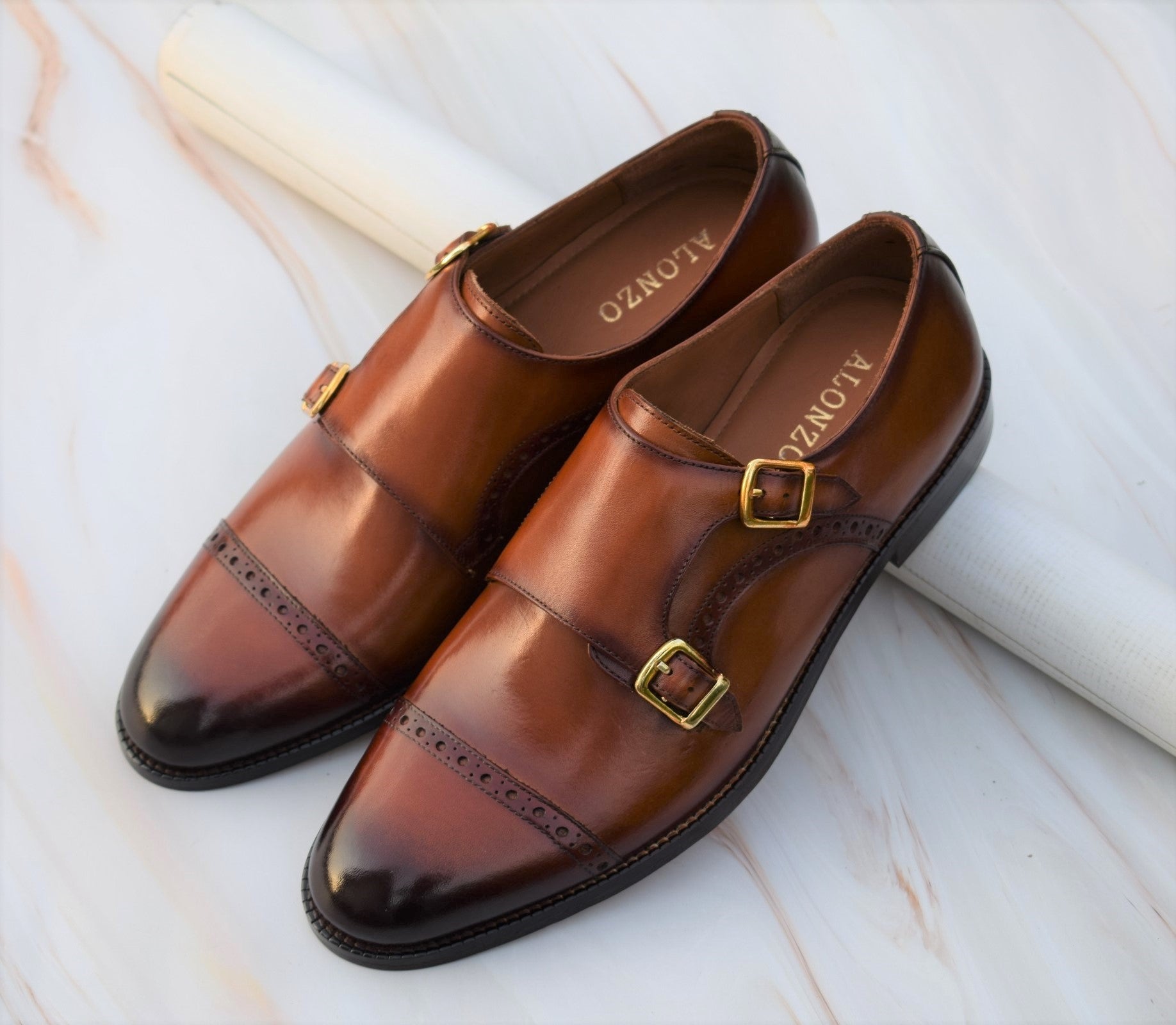 Adam Double Monk Strap Leather Shoes