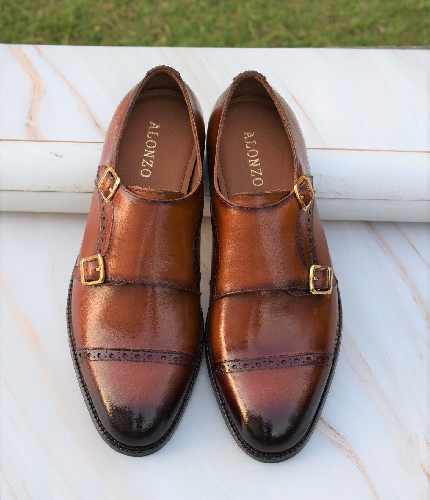 Adam Double Monk Strap Leather Shoes