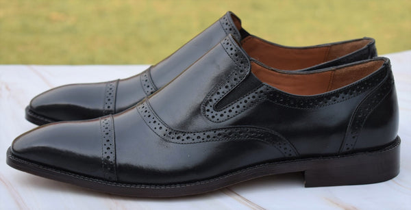 Revera2 - Handmade brogue slip on dress shoes loafers