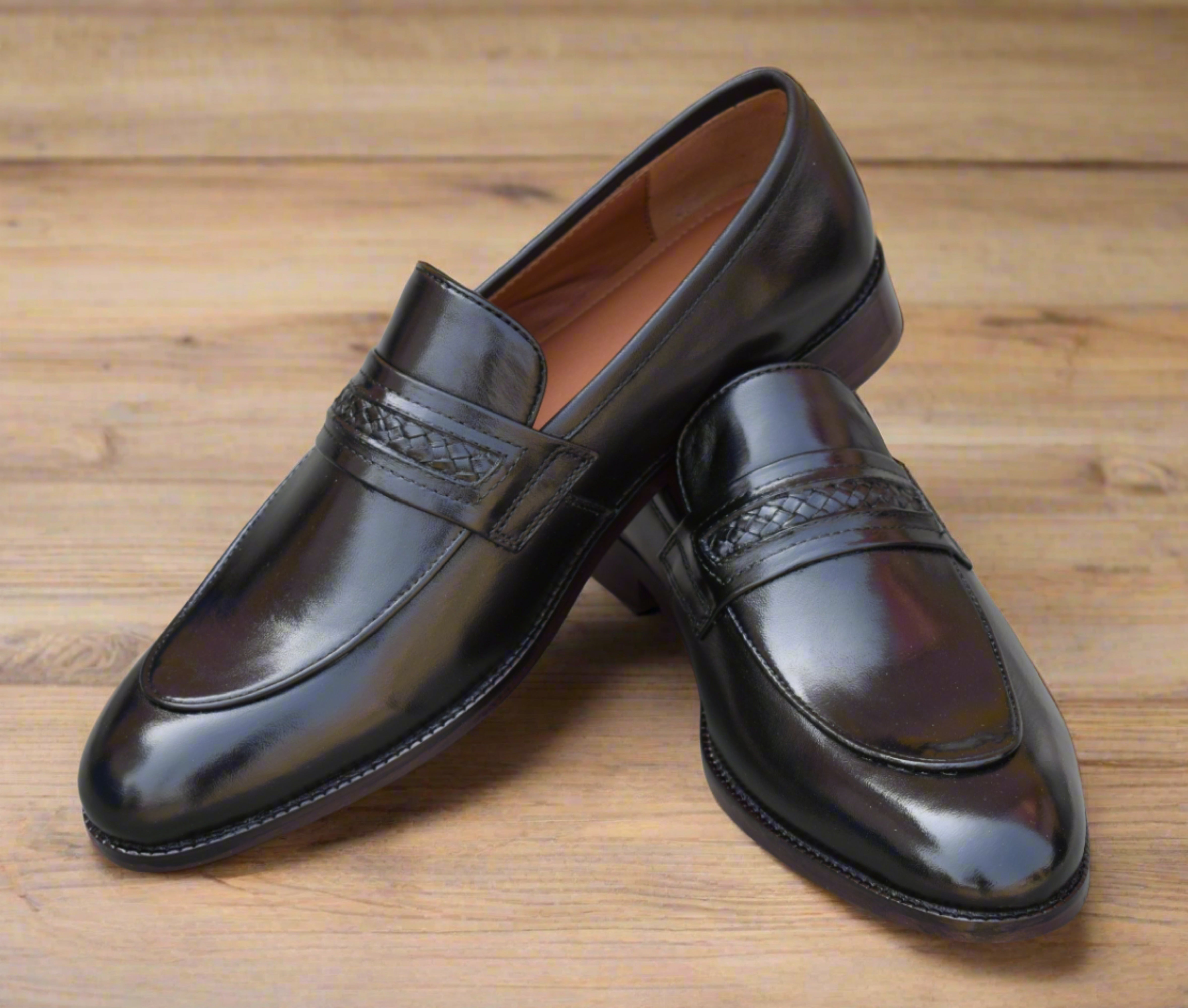 Savini - Weaving Slipon Leather loafers for men