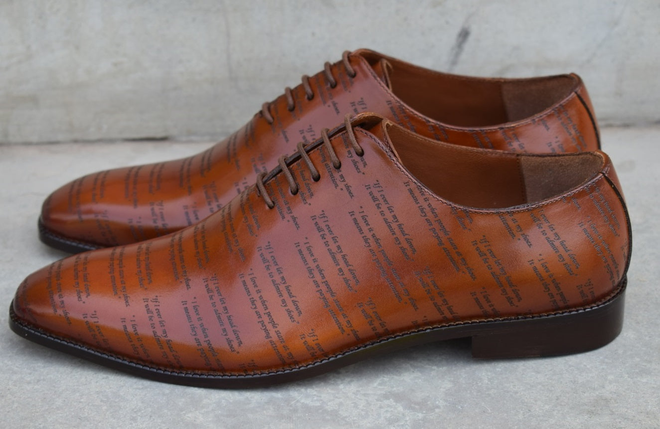 Grant Laser Quotation Cognac HandMade Shoes