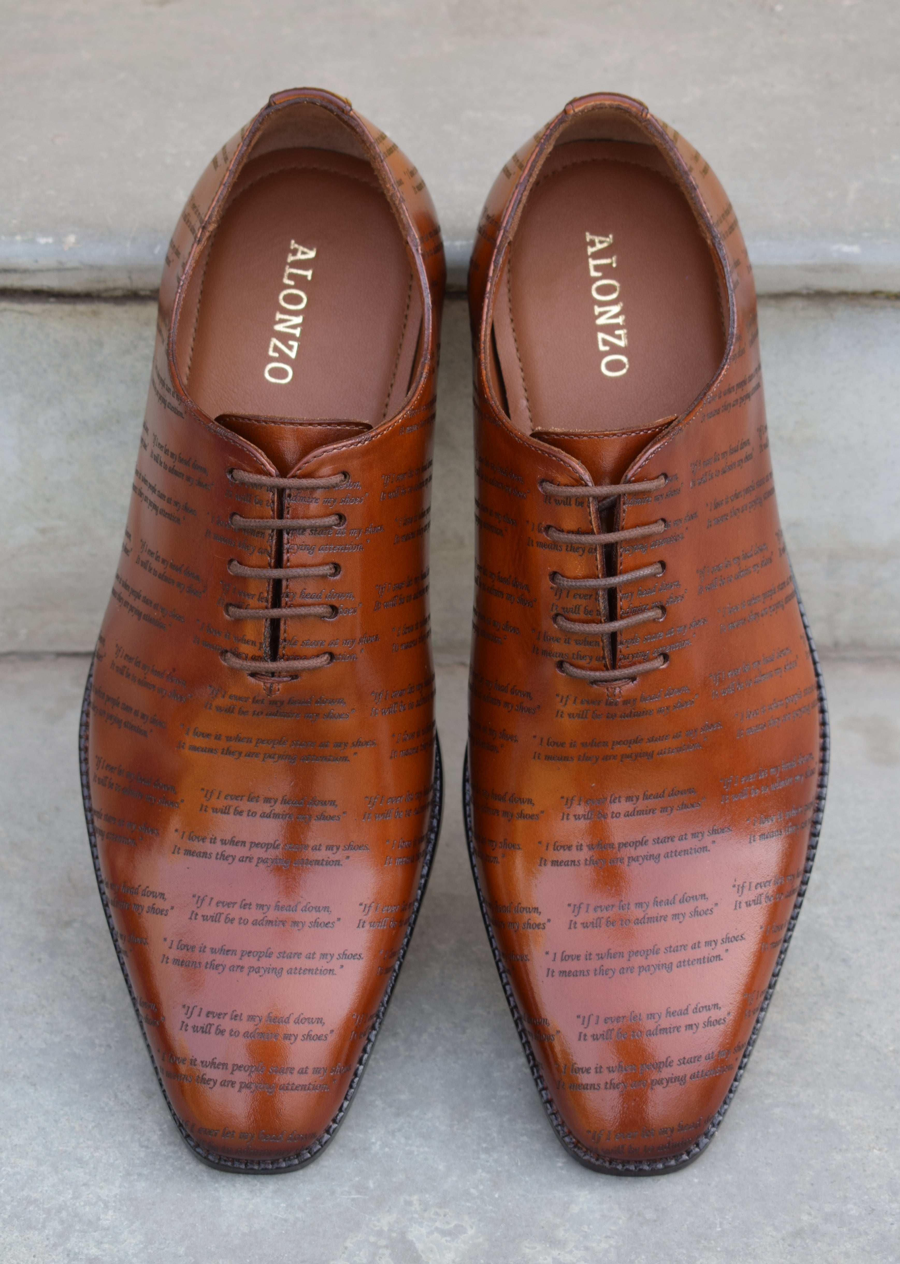 Grant Laser Quotation Cognac HandMade Shoes