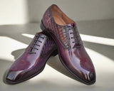 Alonzo Greyson Hand-Patina Wholecut Leather Dress Shoes - Premium Argentinian Sole