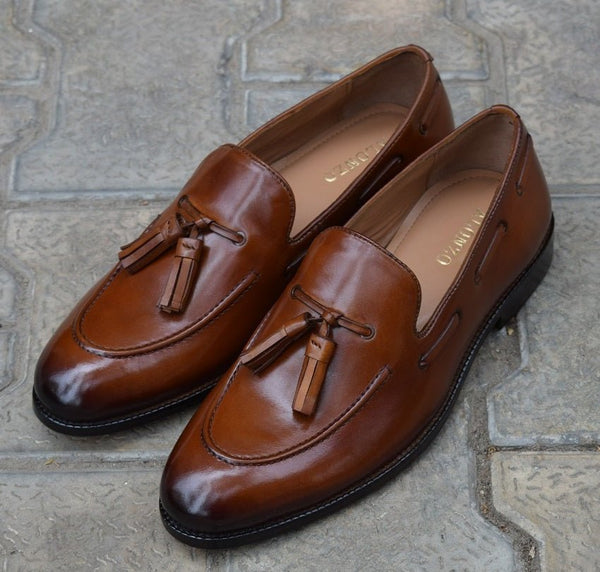 Adamino -  Handmade Leather tassel Loafers for men