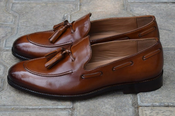 Adamino -  Handmade Leather tassel Loafers for men