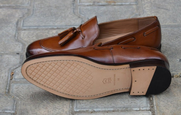 Adamino -  Handmade Leather tassel Loafers for men