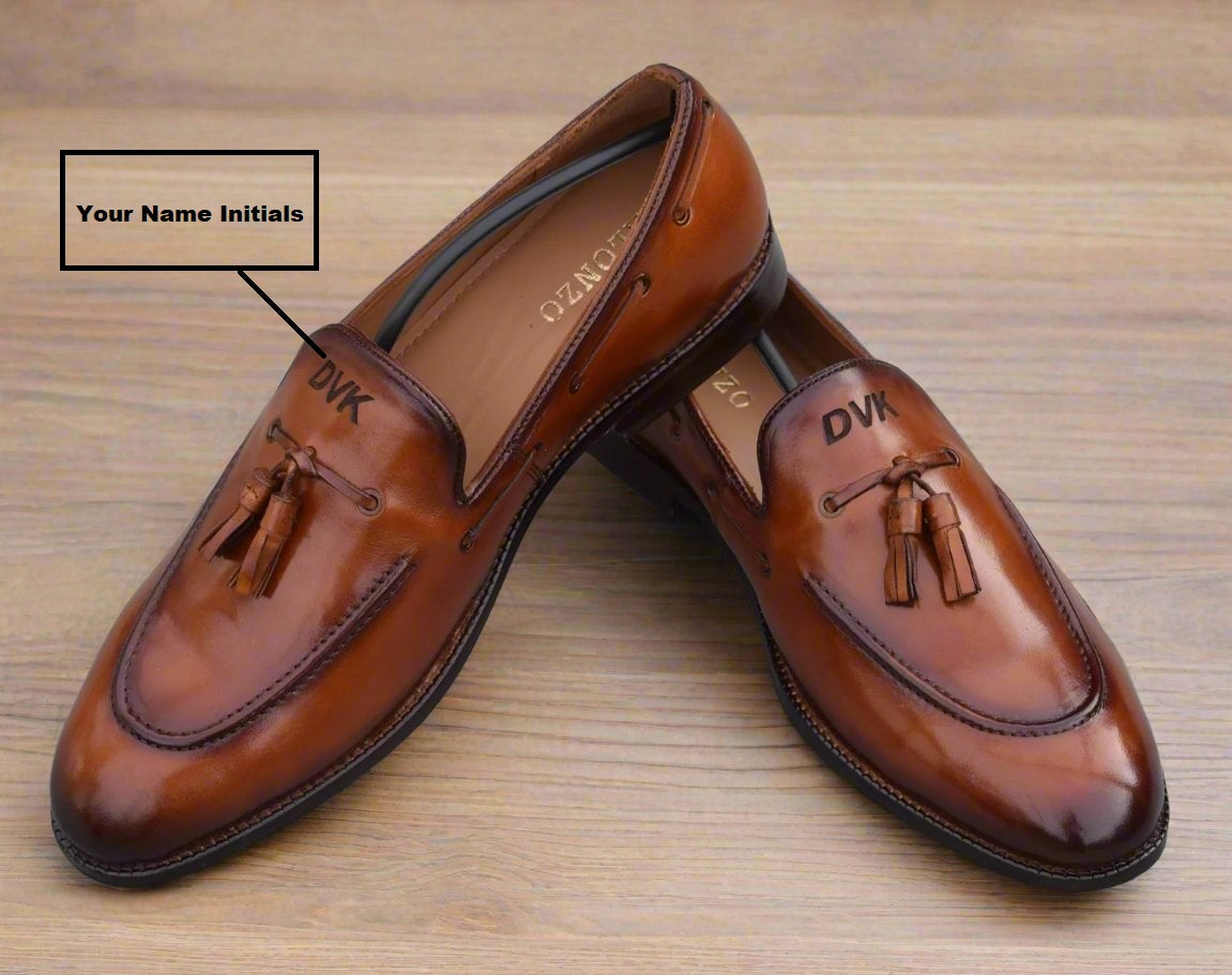 Persona 2 - Handmade tassel leather loafers (Add name initials)