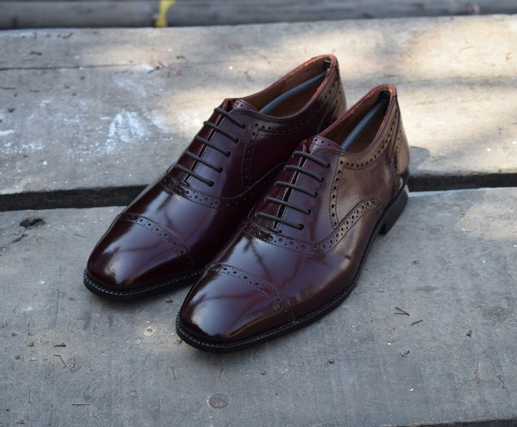 Alpi - Oxblood red oxford leather dress shoes for men