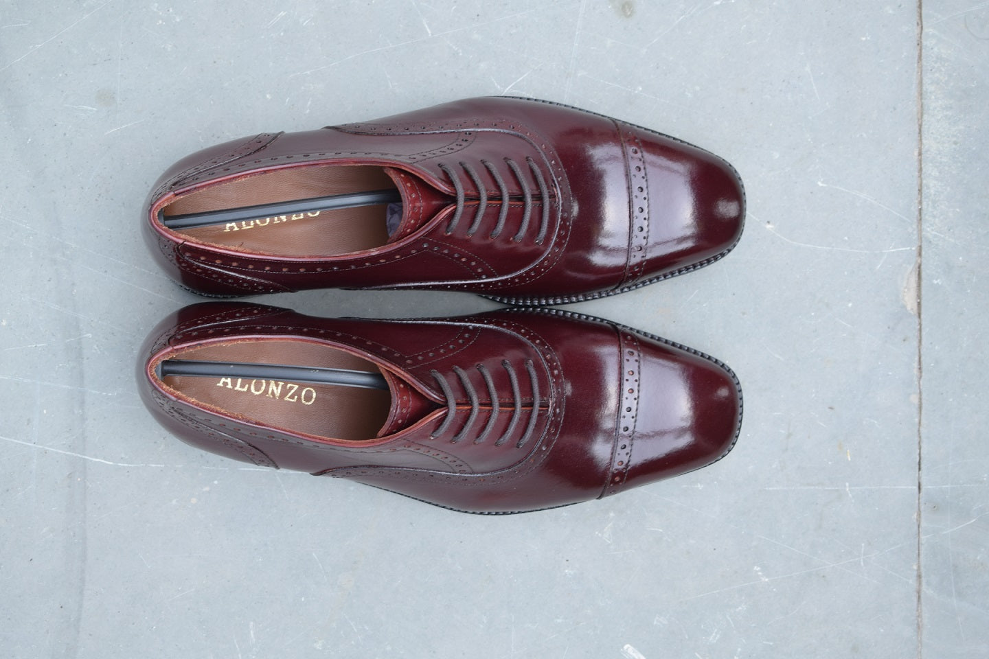 Alpi - Oxblood red oxford leather dress shoes for men