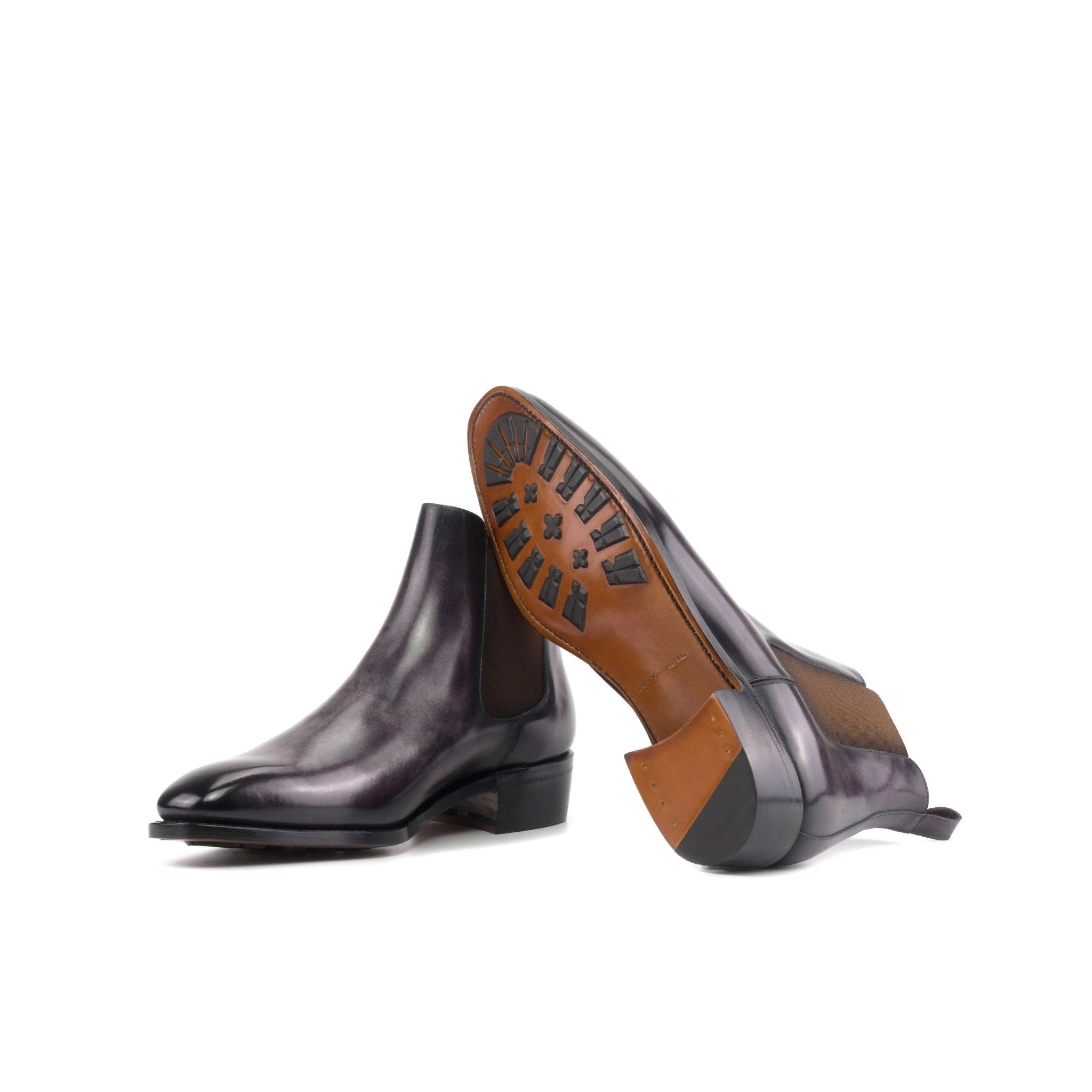 Zyana - Aubergine/Purple Men's Hand-Painted Patina Chelsea Boot