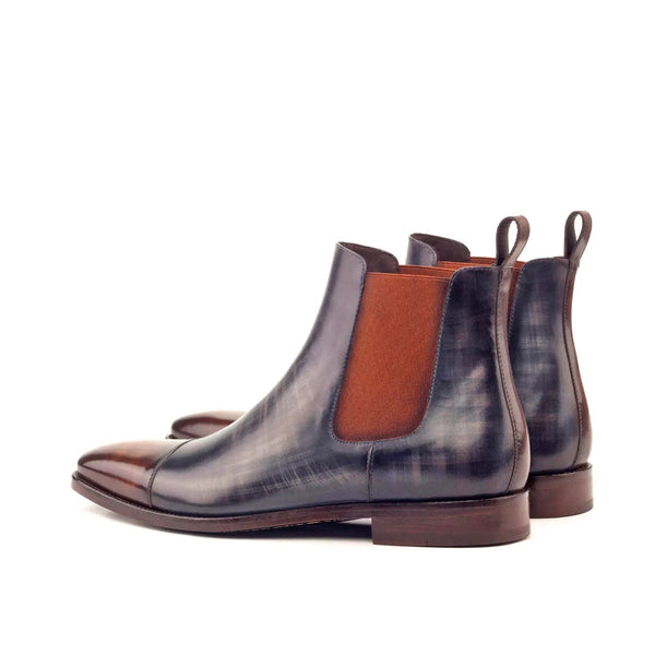 Loran - Unique Chelsea boots for men. Patina grey and brown