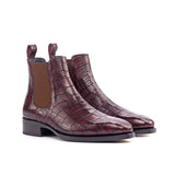 Brianza S - Alligator print burgundy Chelsea leather boots for men