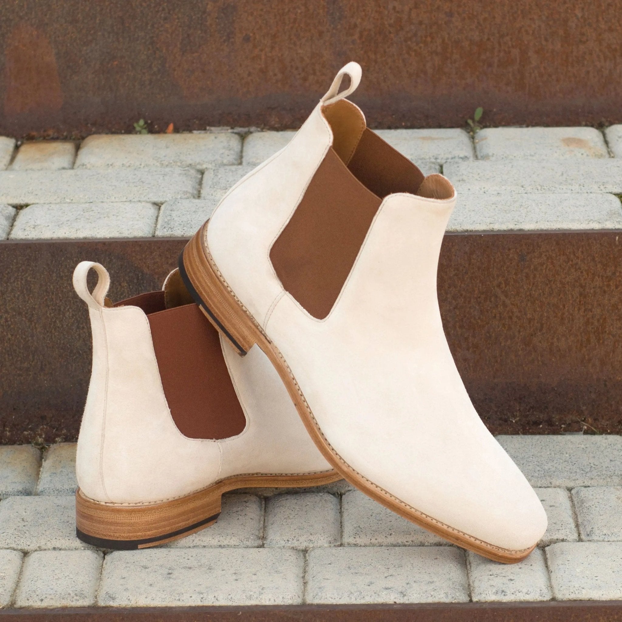 Brianza -  Men's Luxury Ivory/white Suede Chelsea Boot