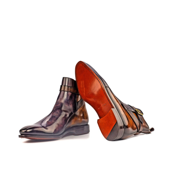 Pacina  - Two tone patina purple & brown red bottoms boots. Jodhpur Boot