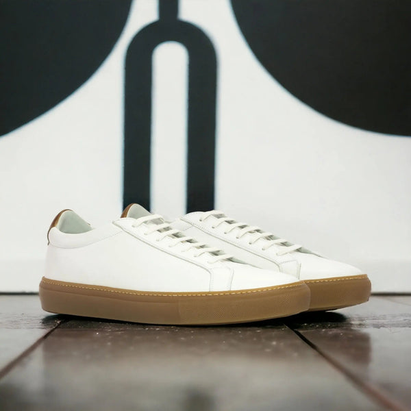 Volare -  White Men's Italian Leather Dress Sneakers