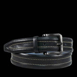 Embossed Feather Edge Black - Hand Made Men's Leather Belt