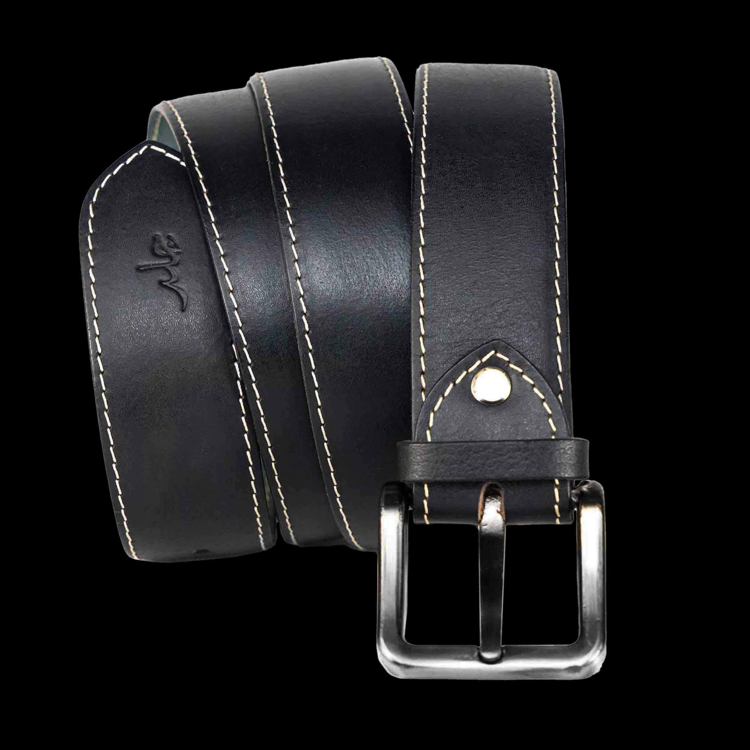 Feather Edge Black - Leather Belt For Men