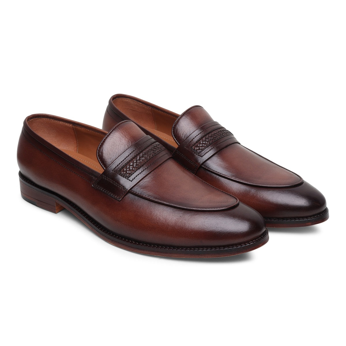 Matteo - Weaving Slipon Leather Sole Loafers for men