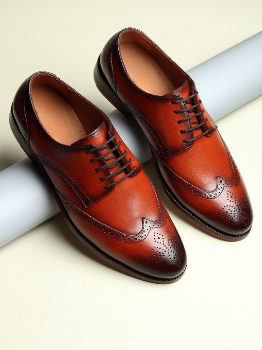 Canyo - Brogue Leather Sole Oxford dress shoes for men