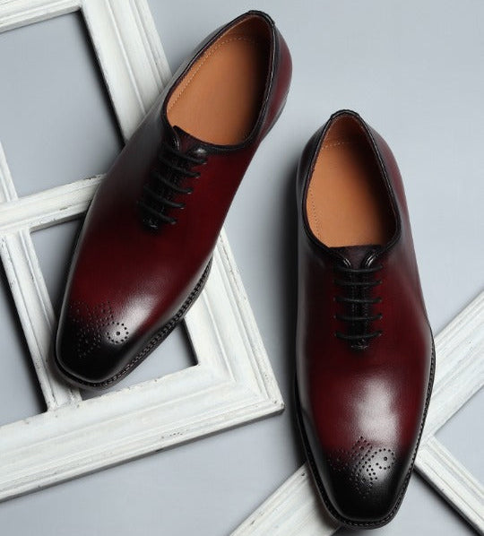 The Andito -  Men's Burgundy Leather oxford dress shoes