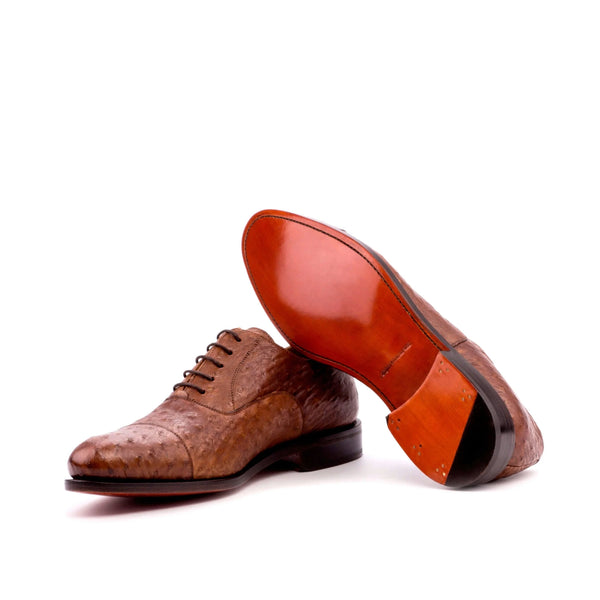Lutini - Exotic ostrich skin leather red bottoms oxford shoes