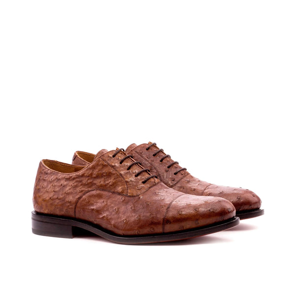 Lutini - Exotic ostrich skin leather red bottoms oxford shoes