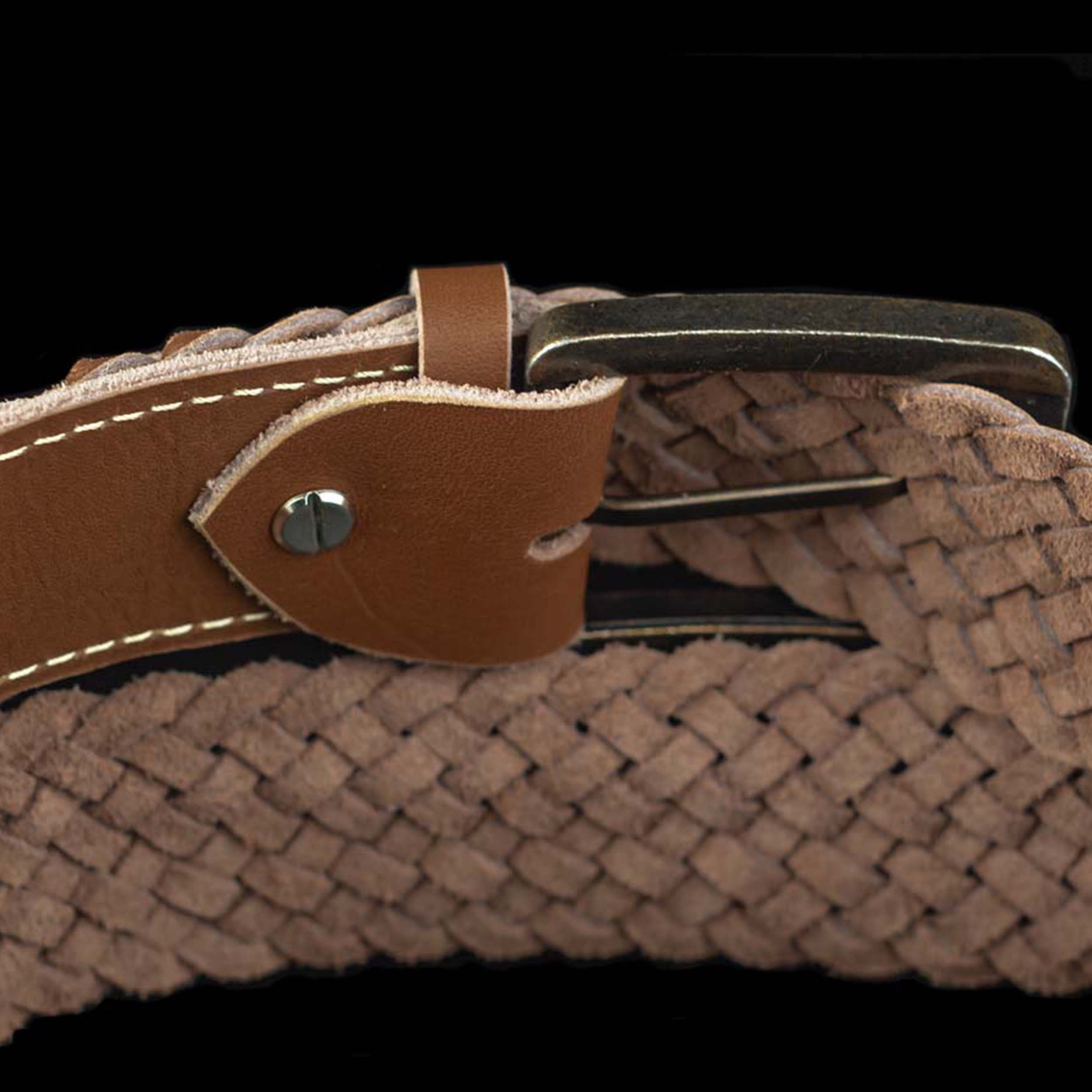 Braidster  - Braided tan leather belt for men