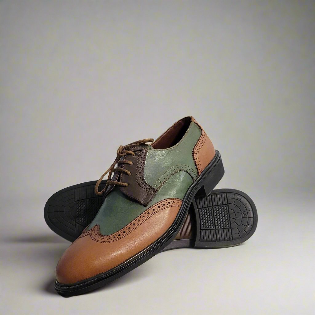 brown and green spectator oxford shoes arconya