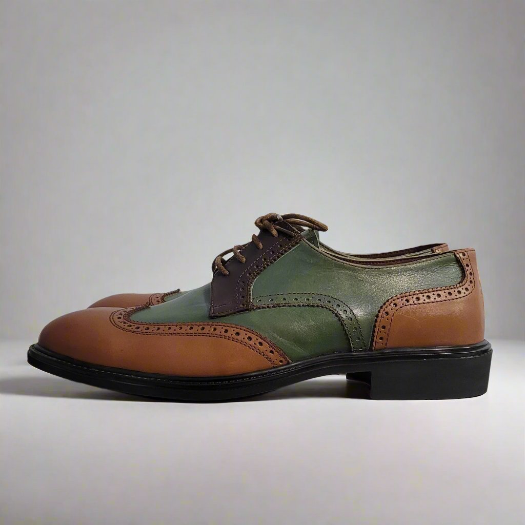 brown and green spectator oxford shoes arconya