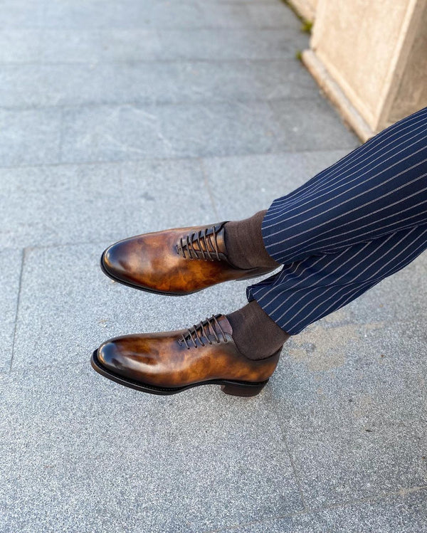 Evani - Patina leather Wholecut oxford dress Shoes