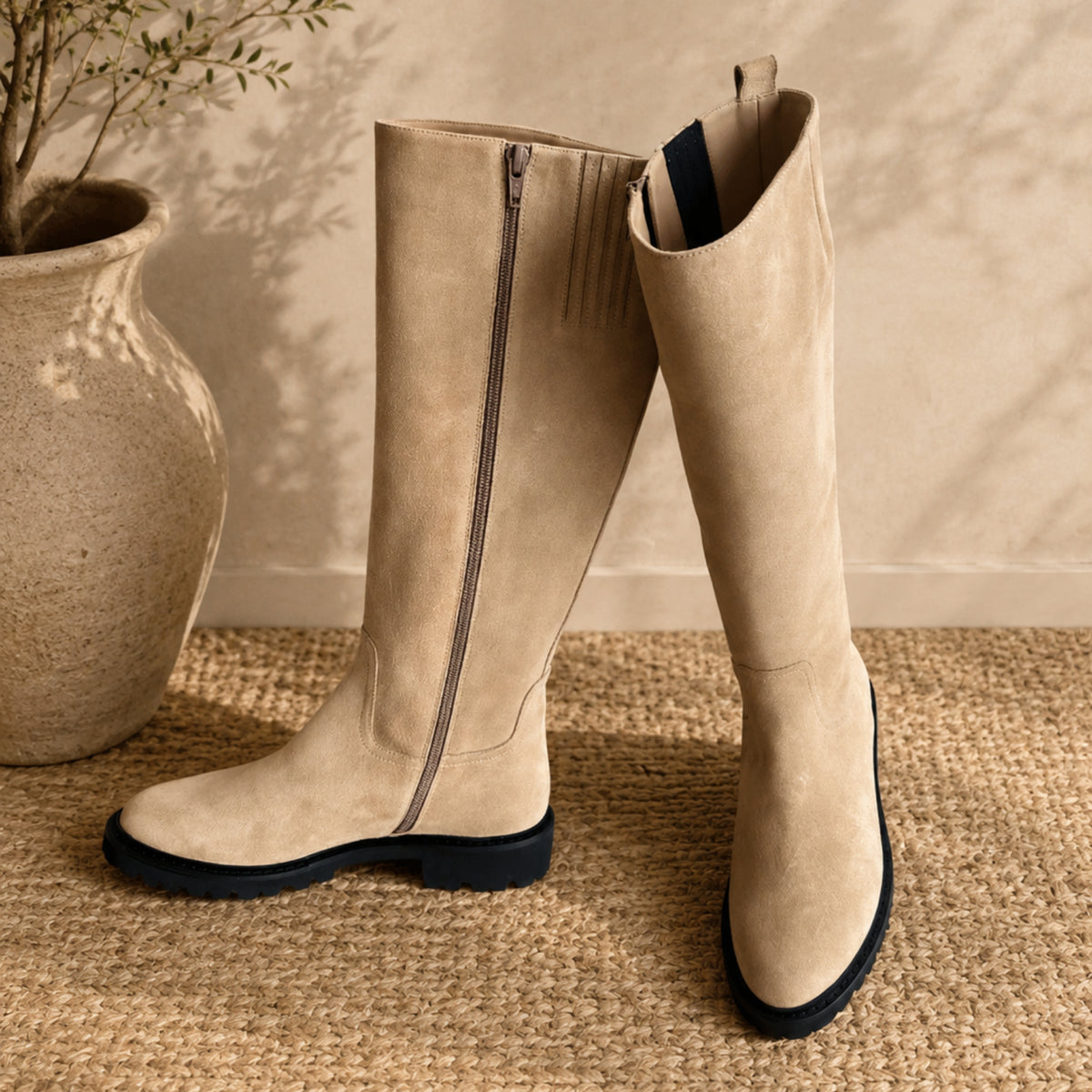 Quaroria suede knee-high boots with side zip for women, view 2 of 3