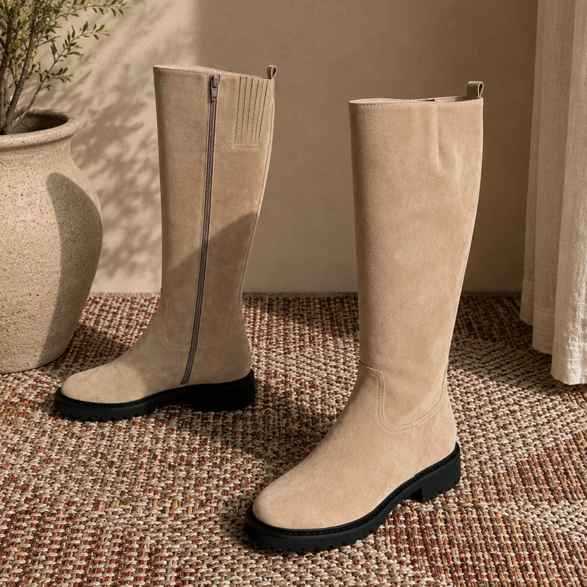 Quaroria suede knee-high boots with side zip for women, view 3 of 3